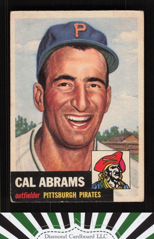 1953 Topps #98 Cal Abrams : Bio uses white text VG b, front