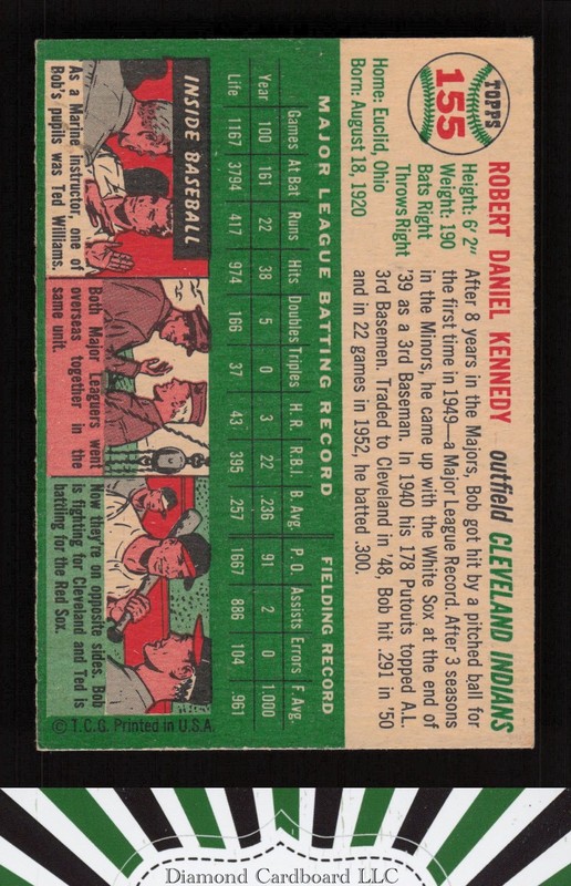 1954 Topps #155 Bob Kennedy VGEX [GOOD EYE APPEAL] e, back