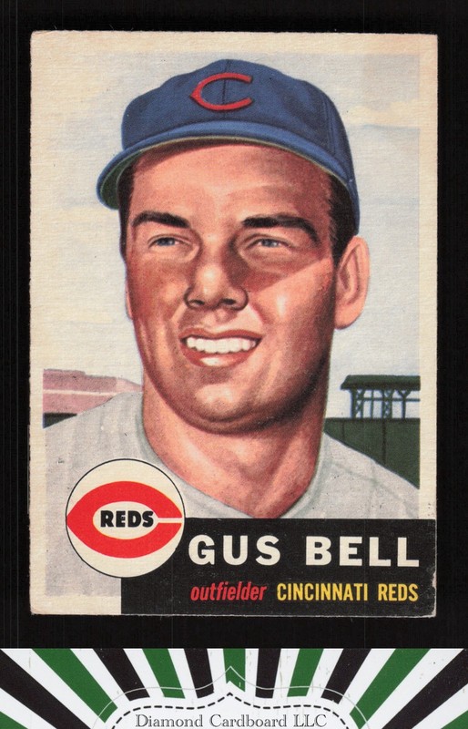 1953 Topps #118 Gus Bell : Bio uses black text VGEX d, front
