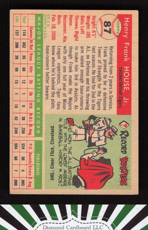 1955 Topps #87 Frank House VGEX e, back