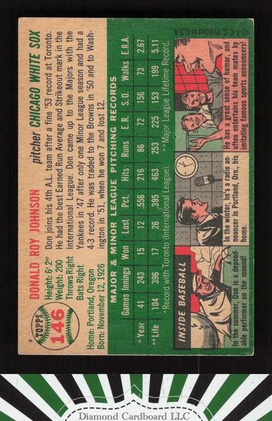 1954 Topps #146 Don Johnson VGEX n, back
