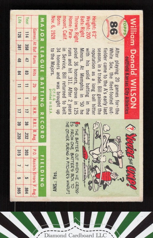 1955 Topps #86 Bill Wilson VGEX i, back