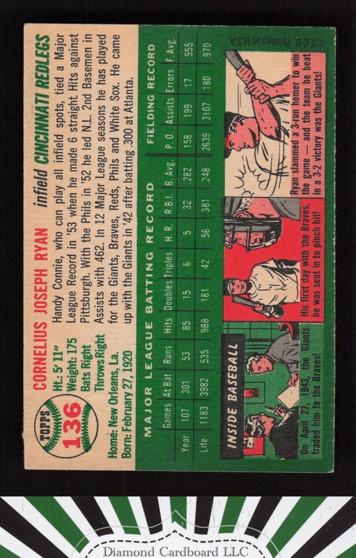 1954 Topps #136 Connie Ryan VG+ l, back
