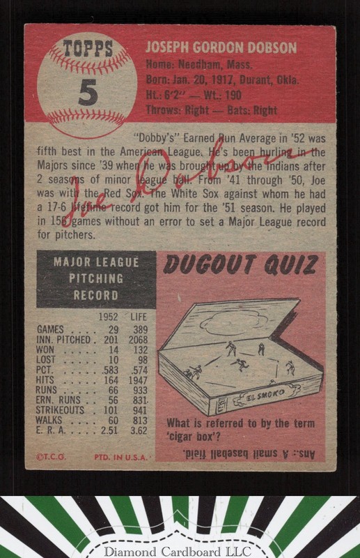 1953 Topps #5 Joe Dobson EX c, back