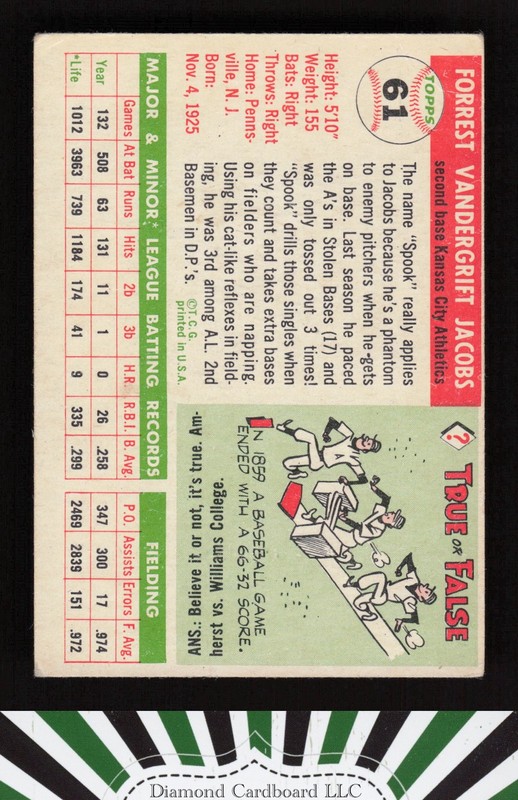 1955 Topps #61 Spook Jacobs VG (MC) d, back