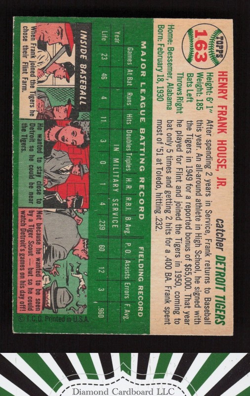 1954 Topps #163 Frank House VGEX h, back