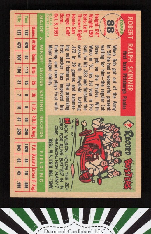 1955 Topps #88 Bob Skinner VGEX h, back