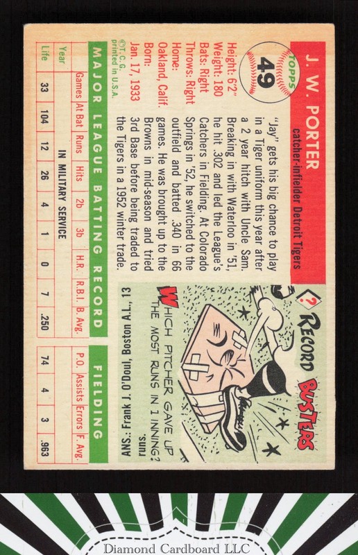 1955 Topps #49 J.W. Porter VG c, back