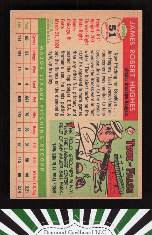 1955 Topps #51 Jim Hughes VGEX c, back