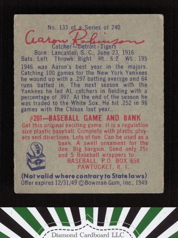 1949 Bowman #133 Aaron Robinson VG b, back