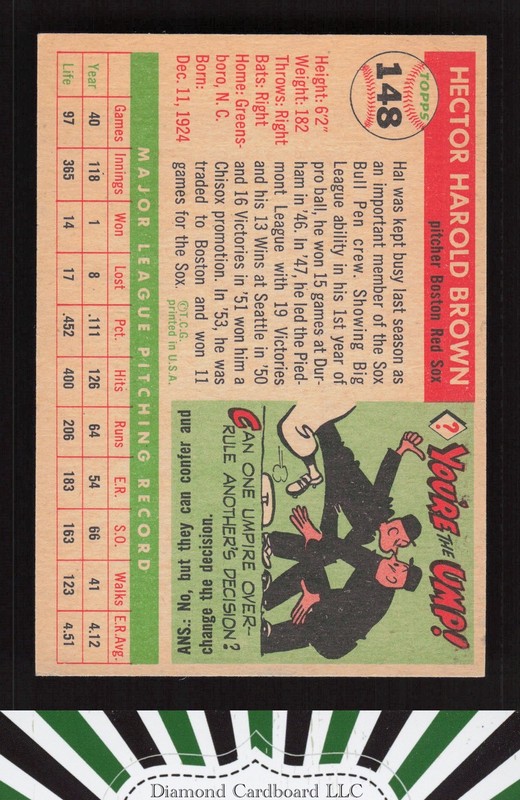 1955 Topps #148 Hal Brown VGEX f, back