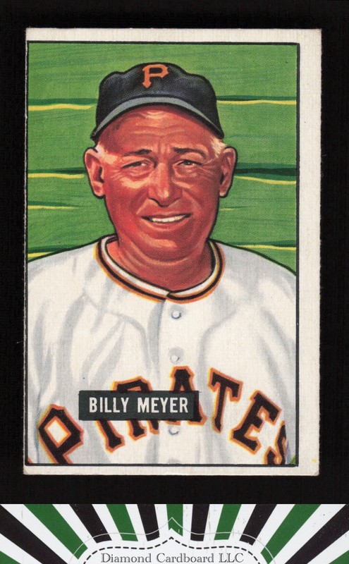 1951 Bowman #272 Billy Meyer VGEX (MISCUT), front