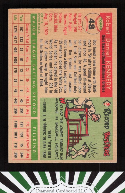 1955 Topps #48 Bob Kennedy EX h, back