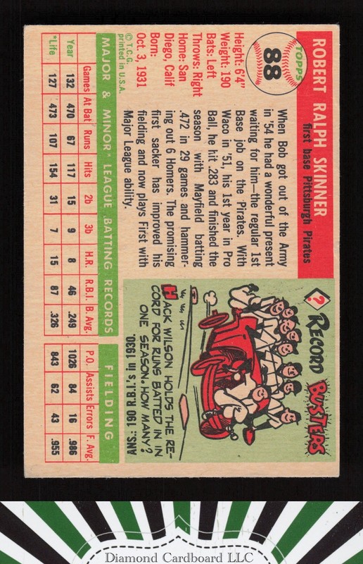 1955 Topps #88 Bob Skinner VG+ b, back