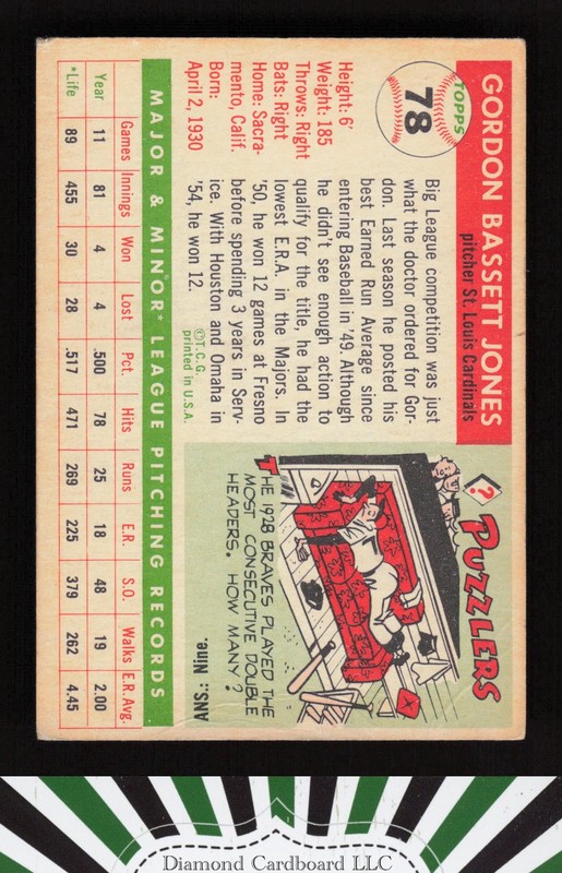 1955 Topps #78 Gordon Jones VG+ h, back
