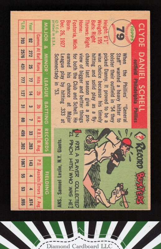 1955 Topps #79 Danny Schell EX h, back
