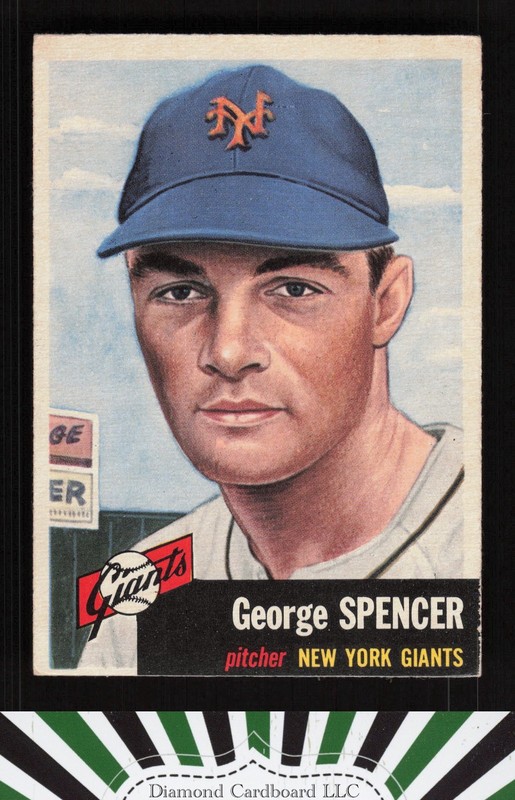 1953 Topps #115 George Spencer : Bio uses white text VGEX f, front