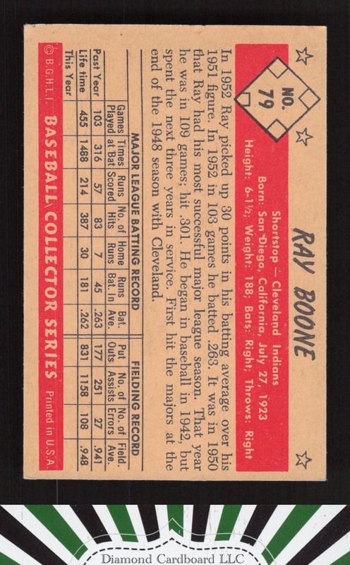 1953 Bowman Color #79 Ray Boone VGEX c, back