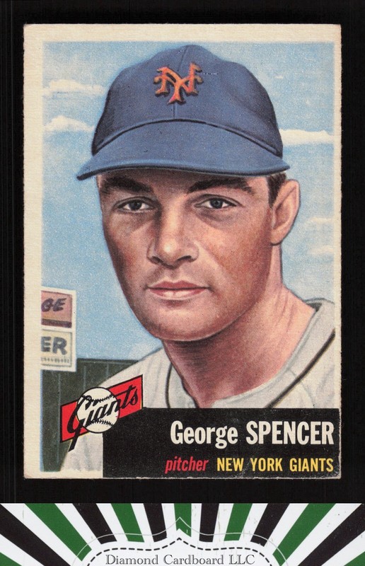 1953 Topps #115 George Spencer : Bio uses white text VGEX a, front