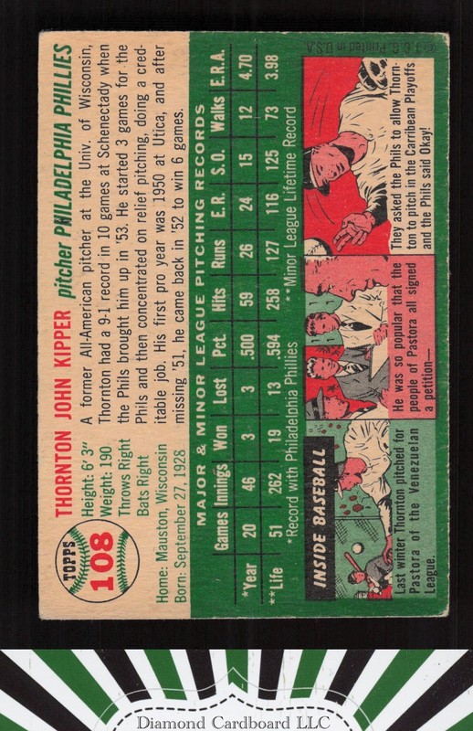 1954 Topps #108 Thornton Kipper VG+ b, back