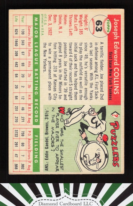 1955 Topps #63 Joe Collins VGEX j, back