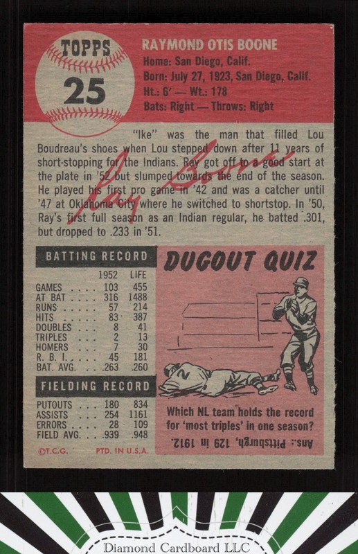 1953 Topps #25 Ray Boone EX+ [GREAT EYE APPEAL] i, back