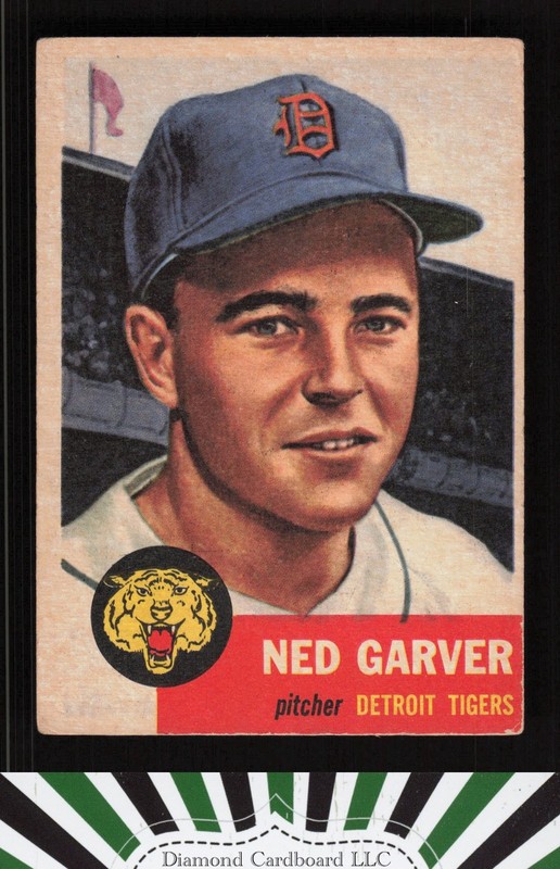 1953 Topps #112 Ned Garver : Bio uses black text FR a, front