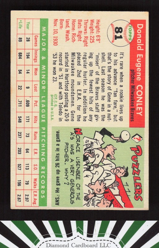 1955 Topps #81 Gene Conley EX r, back