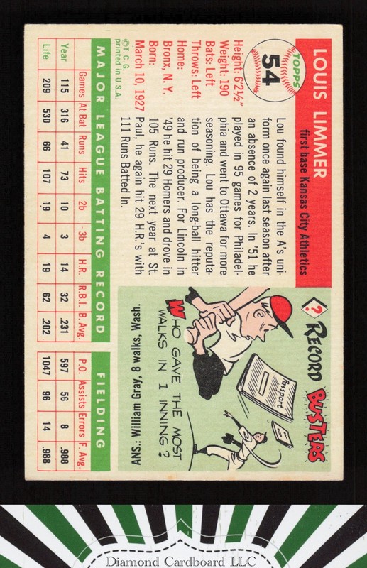 1955 Topps #54 Lou Limmer VGEX+ g, back