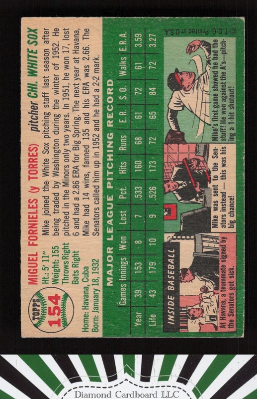 1954 Topps #154 Mike Fornieles VG a, back