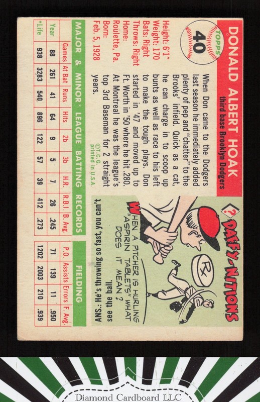 1955 Topps #40 Don Hoak VG l, back