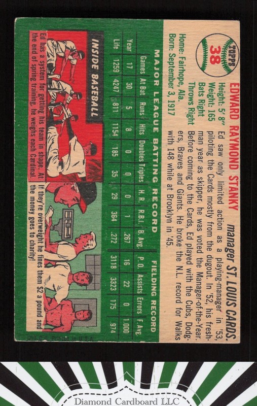 1954 Topps #38 Eddie Stanky VGEX (ST) n, back