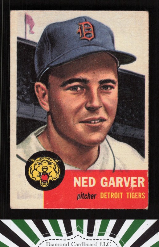 1953 Topps #112 Ned Garver : Bio uses white text VGEX (MC) b, front