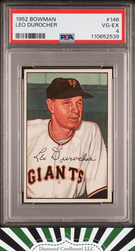 1952 Bowman #146 Leo Durocher PSA 4, front