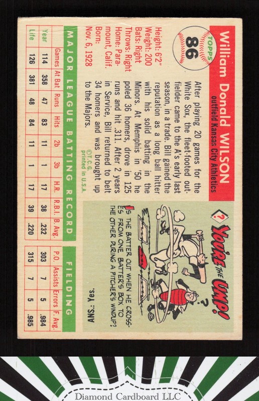 1955 Topps #86 Bill Wilson VG q, back