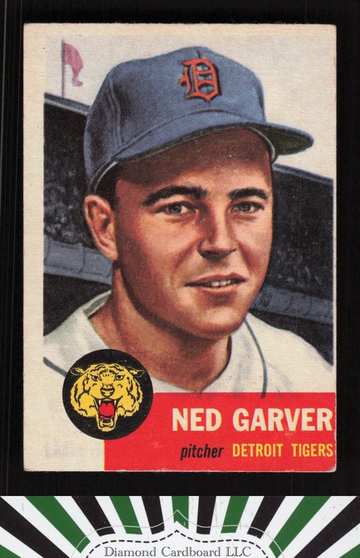 1953 Topps #112 Ned Garver : Bio uses white text VGEX, front