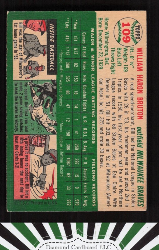1954 Topps #109 Bill Bruton NM (ST) k, back