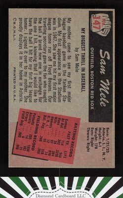 1955 Bowman #147 Sam Mele NM, back