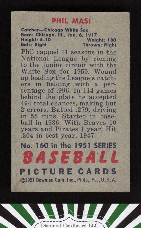 1951 Bowman #160 Phil Masi EX, back
