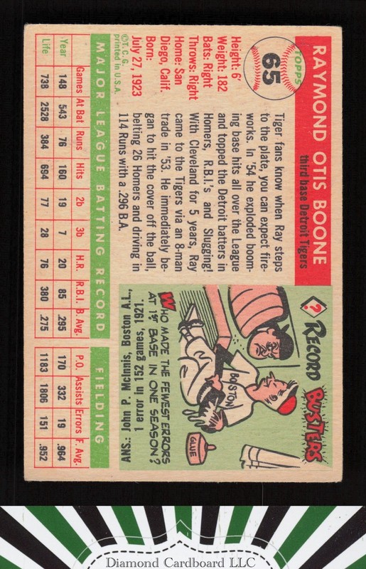 1955 Topps #65 Ray Boone VG+ b, back