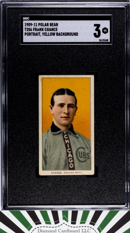 1909-11 T206 Polar Bear Frank Chance Yellow Portrait SGC 3, front