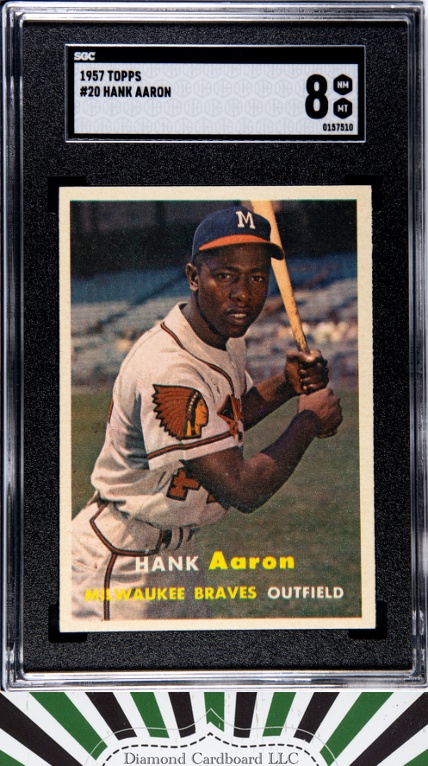 1957 Topps #20 Hank Aaron SGC 8, front