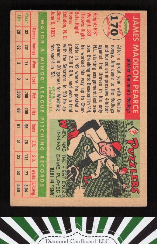 1955 Topps #170 Jim Pearce EX (MC) f, back