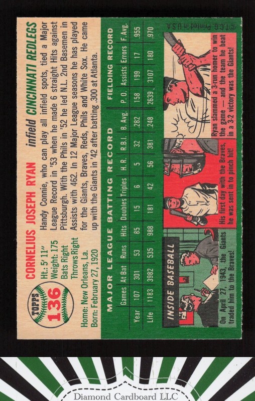 1954 Topps #136 Connie Ryan EXMT+ [CENTERED] k, back