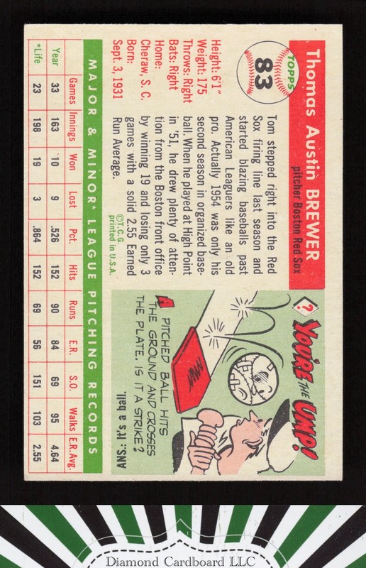 1955 Topps #83 Tom Brewer EX l, back