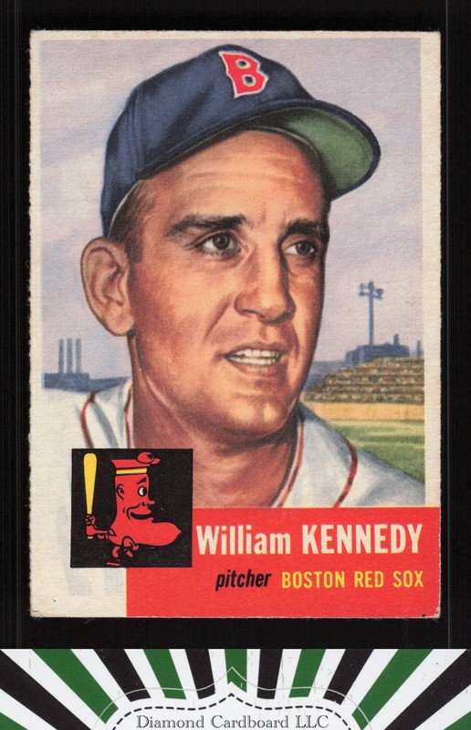 1953 Topps #94 Bill Kennedy : Bio uses white text VGEX g, front