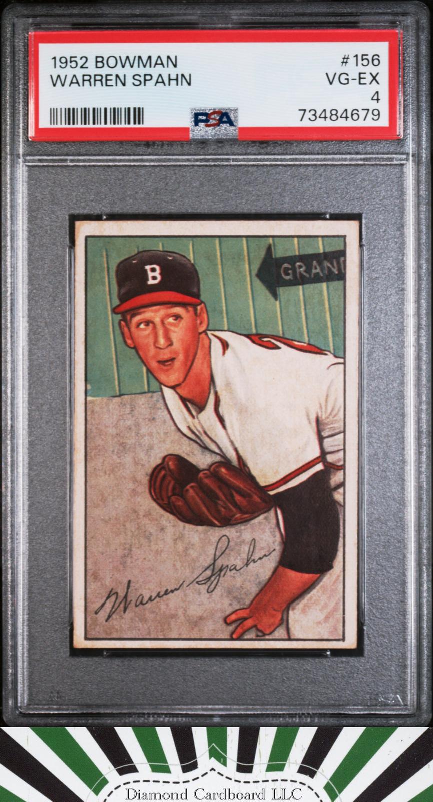 1952 Bowman #156 Warren Spahn PSA 4, front