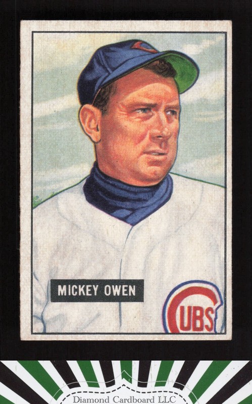 1951 Bowman #174 Mickey Owen VGEX, front