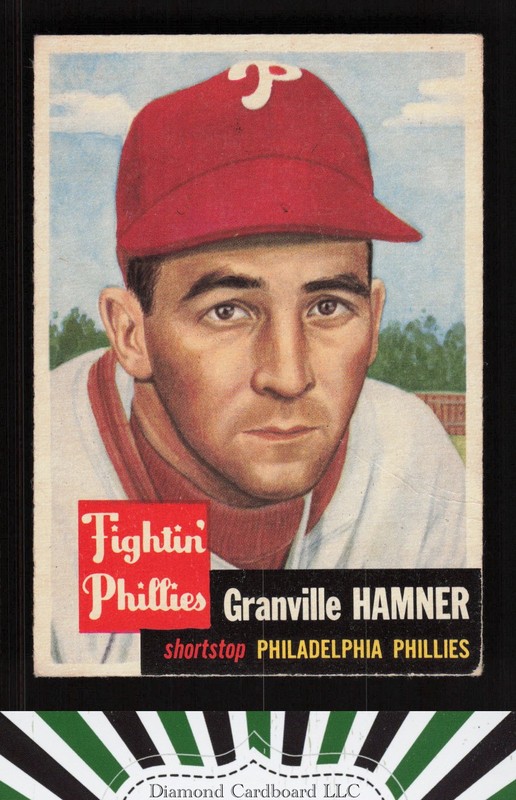 1953 Topps #146 Granny Hamner : Bio uses white text GD+ [CENTERED] g, front
