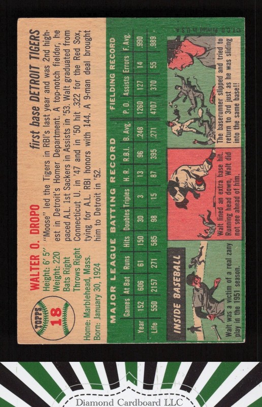 1954 Topps #18 Walt Dropo VGEX b, back